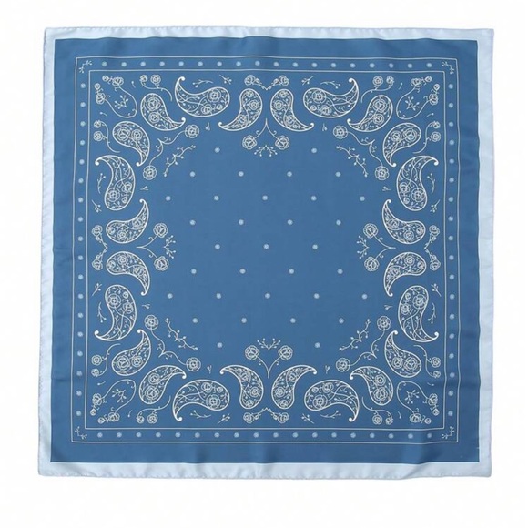NEW! Blue Floral Faux Silk Hair Scarf/Headscarf/Bandana - Picture 4 of 5